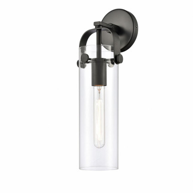 Pilaster 1 Light Glass Wall Sconce 17 Inch and 4.5 Inch Wide by Innovations - 413-1W-BK-G413-1W-4CL