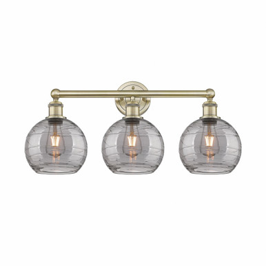 Athens Deco Swirl 3 Light Bath Vanity 12.13 X 26 Inch Wide by Innovations - 616-3W-AB-G1213-8SM
