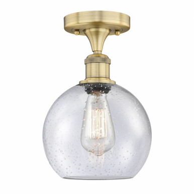 Athens 1 Light Semi Flush Mount 12 Inch Tall and 8 Inch Wide by Innovations - 616-1F-BB-G124-8