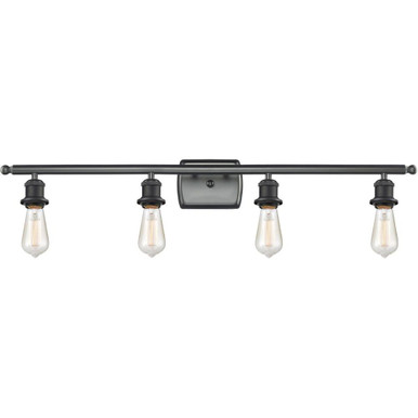 Bare Bulb 100W 4 LED Bath Vanity 4.75 Inch and 36 Inch Wide by Innovations - 516-4W-BK-LED