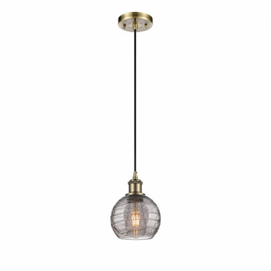 Athens Deco Swirl 1 Light Cord Hung Mini Pendant 8.13 X 5.88 by Innovations - 516-1P-AB-G1213-6SM