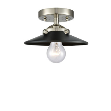 Railroad 1 Light Semi Flush Mount 4.38 Inch and 8 Inch Wide by Innovations - 284-1C-SN-M6-BK
