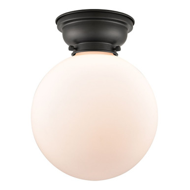 Beacon 1 Light Flush Mount 12.75 Inch Tall and 10 Inch Wide by Innovations - 623-1F-BK-G201-10