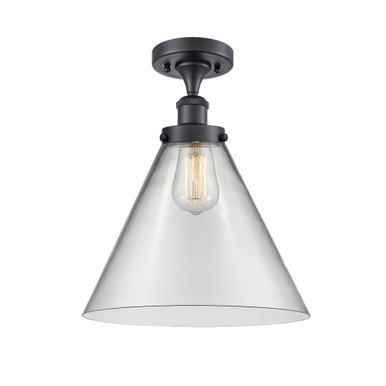 Cone 1 Light Semi Flush Mount 13 Inch Tall and 12 Inch Wide by Innovations - 916-1C-BK-G42-L