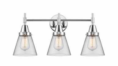Cone 3 Light Bath Vanity 11 Inch Tall and 24.25 Inch Wide by Innovations - 447-3W-PC-G62