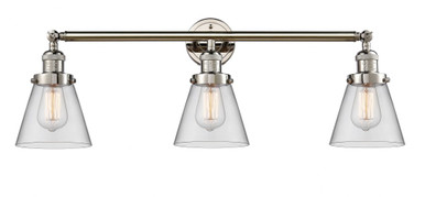 Cone 3 Light Bath Vanity 11 Inch Tall and 30 Inch Wide by Innovations - 205-PN-G62