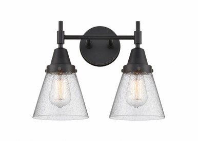 Cone 2 Light Bath Vanity 11 Inch Tall and 15.25 Inch Wide by Innovations - 447-2W-BK-G64