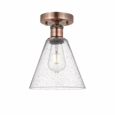 Berkshire Glass 1 Light Semi Flush Mount 12 InchX8 Inch Wide by Innovations - 616-1F-AC-GBC-84