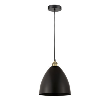 Bristol 1 Light Cord Cone Mini Pendant 13 InchX12 Inch Wide by Innovations - 616-1P-BAB-MBD-12-BK