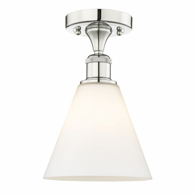 Berkshire Glass 1 Light Semi Flush Mount 12 InchX8 Inch Wide by Innovations - 616-1F-PN-GBC-81