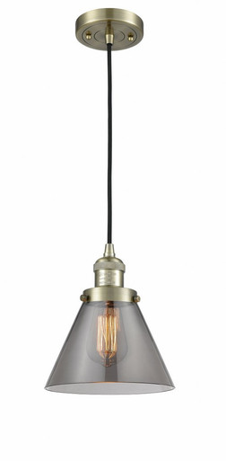 Cone 1 Light Cord Hung Mini Pendant 9.13 and 7.75 Inch Wide by Innovations - 201C-AB-G43