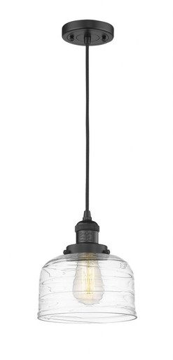 Bell 1 Light Cord hung Mini Pendant 8.88 X 7.75 Inch Wide by Innovations - 201C-BK-G713