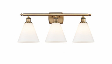 Berkshire Glass 3 Light Bath Vanity 11 Inch and 28 Inch Wide by Innovations - 516-3W-BB-GBC-81