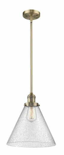 Cone 1 Light Stem Hung Mini Pendant 16 Inch and 12 Inch Wide by Innovations - 201S-BB-G44-L