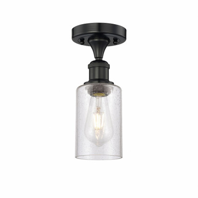 Clymer 1 Light Semi Flush Mount 10.88 and 3.88 Inch Wide by Innovations - 616-1F-BK-G804