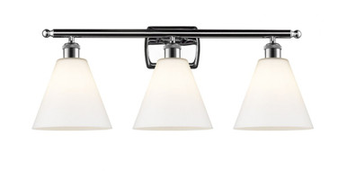 Berkshire Glass 3 Light Bath Vanity 11 Inch and 28 Inch Wide by Innovations - 516-3W-PC-GBC-81