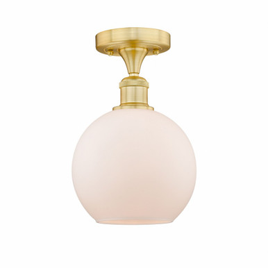 Athens 1 Light Semi Flush Mount 12 Inch Tall and 8 Inch Wide by Innovations - 616-1F-SG-G121-8