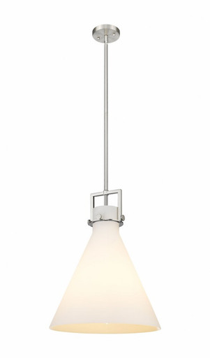 Newton Cone 1 Light Stem Hung Pendant 20.38 and 16 Inch Wide by Innovations - 411-1SL-SN-G411-16WH