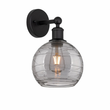 Athens Deco Swirl 1 Light Wall Sconce 12.88 Inch Tall by Innovations - 616-1W-BK-G1213-8SM