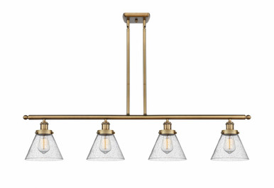 Cone 4 Light Stem Hung Island 10 Inch Tall and 48 Inch Wide by Innovations - 916-4I-BB-G44