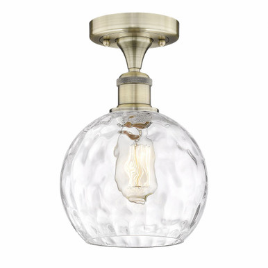 Athens Water Glass 1 Light Semi Flush Mount 12 X 8 Inch Wide by Innovations - 616-1F-AB-G1215-8