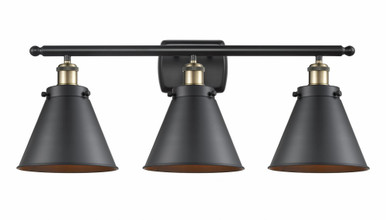 Appalachian 3 Light Industiral Vanity Light 26 Inch Wide by Innovations - 916-3W-BAB-M13-BK