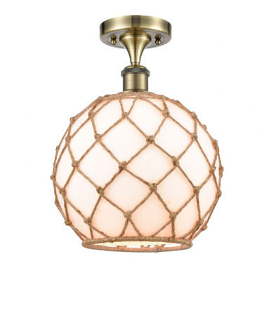 Farmhouse Rope 1 Light Semi Flush Mount 13.25 X 10 Inch Wide by Innovations - 516-1C-AB-G121-10RB