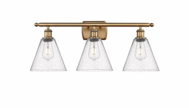Berkshire Glass 3 Light Bath Vanity 11 Inch and 28 Inch Wide by Innovations - 516-3W-BB-GBC-84