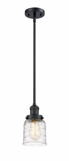 Bell 1 Light Stem Hung Mini Pendant 10 Inch and 5 Inch Wide by Innovations - 201S-BK-G513