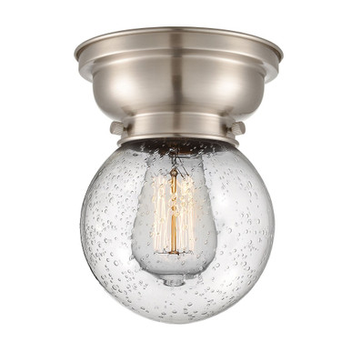 Beacon 1 Light Flush Mount 8.38 Inch Tall and 6 Inch Wide by Innovations - 623-1F-SN-G204-6