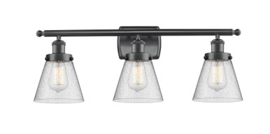 Cone 3 Light Bath Vanity 11 Inch Tall and 26 Inch Wide by Innovations - 916-3W-BK-G64