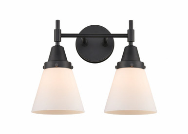 Cone 2 Light Bath Vanity 11 Inch Tall and 15.25 Inch Wide by Innovations - 447-2W-BK-G61
