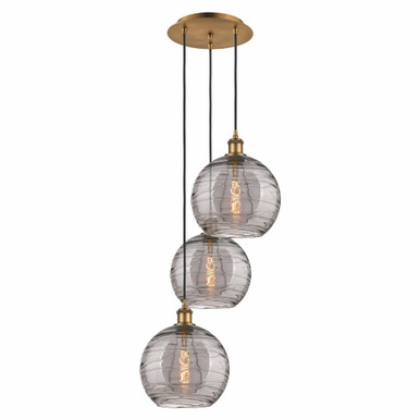 Athens Deco Swirl 3 Light Cord Hung Multi Pendant 35.63X16.5 by Innovations - 113B-3P-BB-G1213-10SM