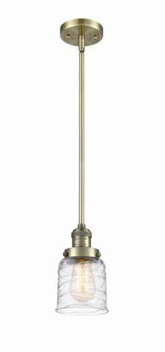 Bell 1 Light Stem Hung Mini Pendant 10 Inch and 5 Inch Wide by Innovations - 201S-AB-G513