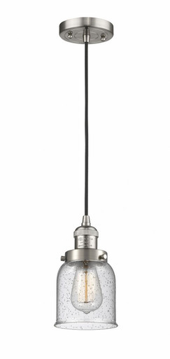 Bell 1 Light Cord hung Mini Pendant 8.88 Inch X 5 Inch Wide by Innovations - 201C-SN-G54
