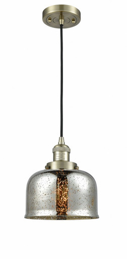Bell 1 Light Cord hung Mini Pendant 8.88 X 7.75 Inch Wide by Innovations - 201C-AB-G78