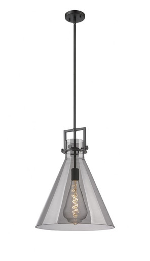 Newton Cone 1 Light Stem Hung Pendant 20.38 and 16 Inch Wide by Innovations - 411-1SL-BK-G411-16SM