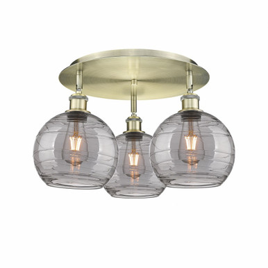 Athens Deco Swirl 3 Light 19.75 Inch Wide Flush Mount by Innovations - 516-3C-AB-G1213-8SM