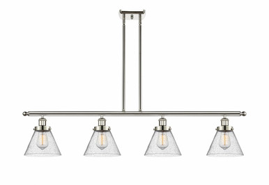 Cone 4 Light Stem Hung Island 10 Inch Tall and 48 Inch Wide by Innovations - 916-4I-PN-G44