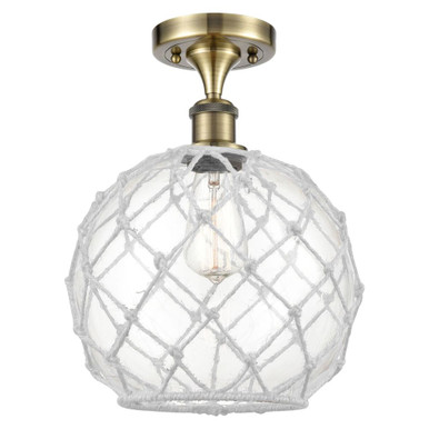 Farmhouse Rope 1 Light Semi Flush Mount 13.25 X 10 Inch Wide by Innovations - 516-1C-AB-G122-10RW