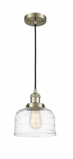 Bell 1 Light Cord hung Mini Pendant 8.88 X 7.75 Inch Wide by Innovations - 201C-AB-G713