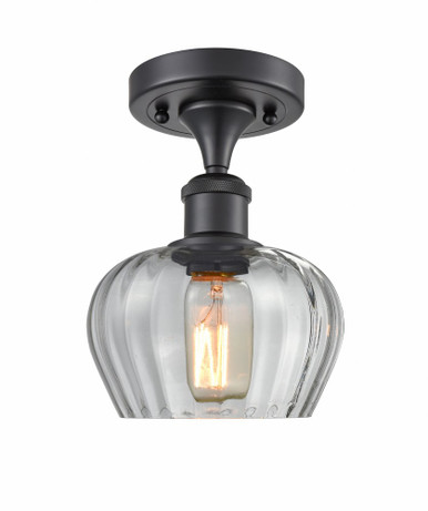 Fenton 1 Light Semi Flush Mount 8.75 Inch and 6.5 Inch Wide by Innovations - 516-1C-BK-G92