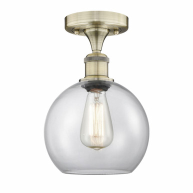 Athens 1 Light Semi Flush Mount 12 Inch Tall and 8 Inch Wide by Innovations - 616-1F-AB-G122-8