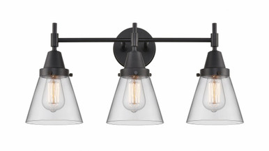 Cone 3 Light Bath Vanity 11 Inch Tall and 24.25 Inch Wide by Innovations - 447-3W-BK-G62