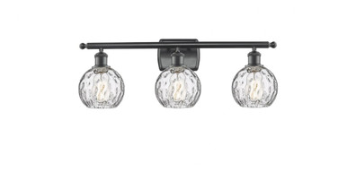 Athens Water Glass 3 Light Vanity Light 26 Inch Wide by Innovations - 516-3W-BK-G1215-6