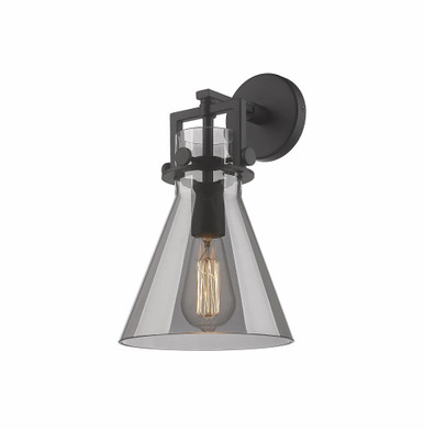 Newton Cone 1 Light Glass Wall Sconce by Innovations - 411-1W-BK-G411-8SM