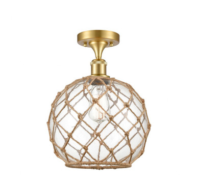 Farmhouse Rope 1 Light Semi Flush Mount 13.25 X 10 Inch Wide by Innovations - 516-1C-SG-G122-10RB
