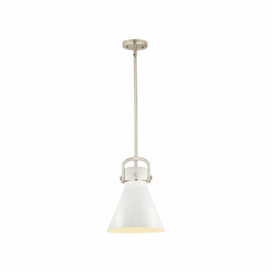 Newton Cone 1 Light Metal Small Stem Pendant 10 Inch Wide by Innovations - 410-1SM-SN-M411-10W