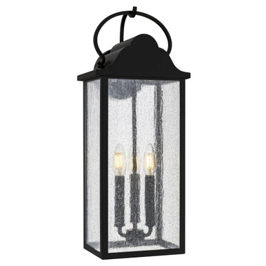 Damian 15W 3 LED Outdoor Wall Lantern 22.5 Inch X 8.5 Inch Wide by Quoizel - DAM8408MBK