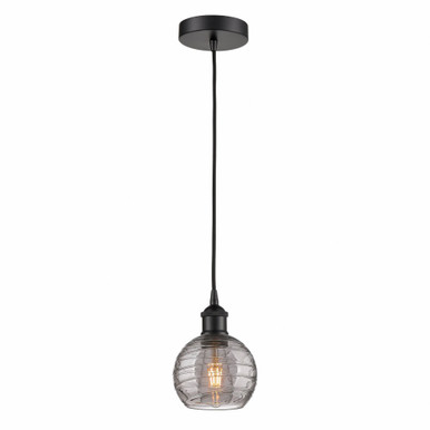 Athens Deco Swirl 1 Light Cord Down Mini Pendant 8.13 X 5.88 by Innovations - 616-1P-BK-G1213-6SM